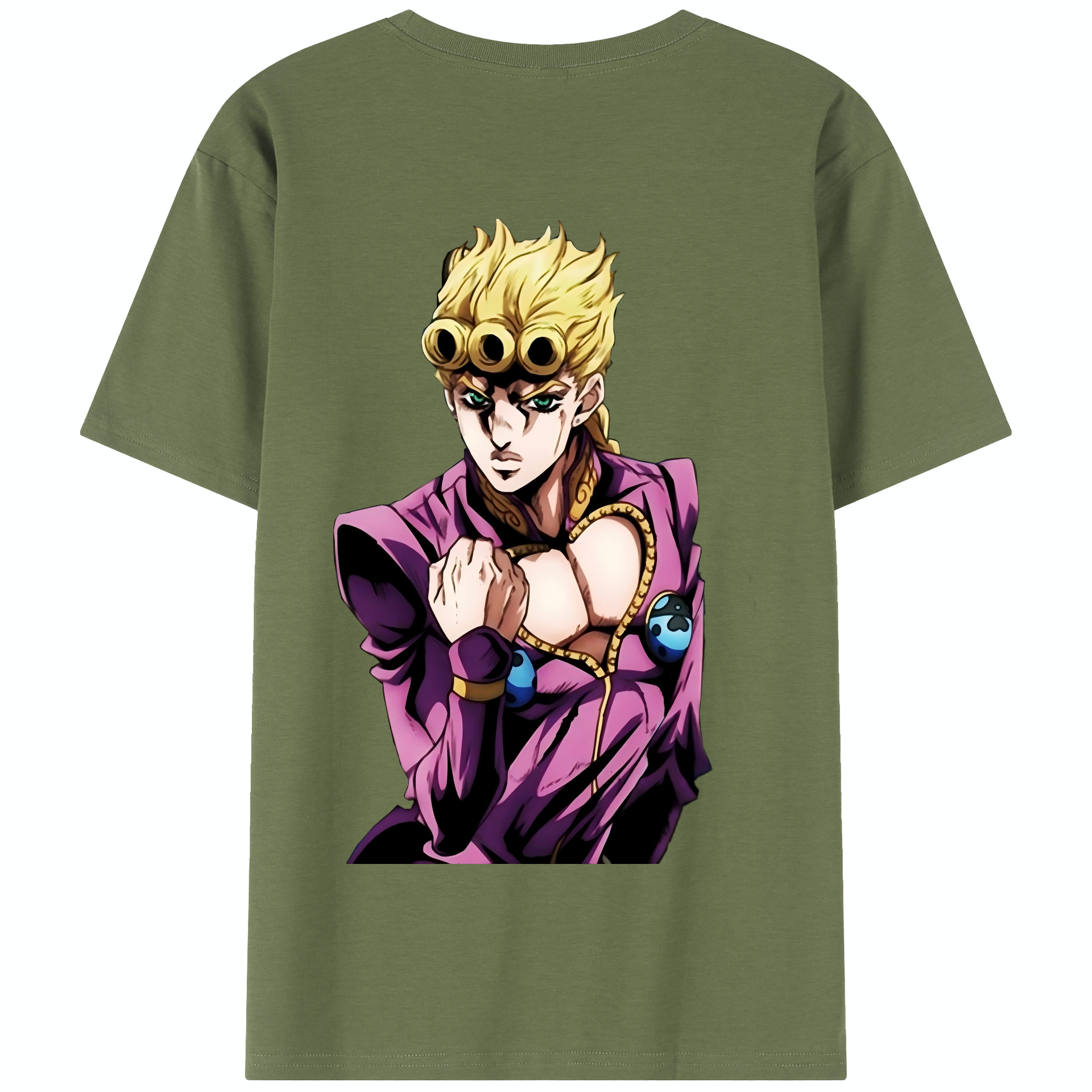 （画像用） ジョジョの奇妙な冒険 ジョルノ?ジョバァーナ JoJo's Bizarre Adventure Giorno Giovanna 綿100％半袖Tシャツ（背面プリント）
